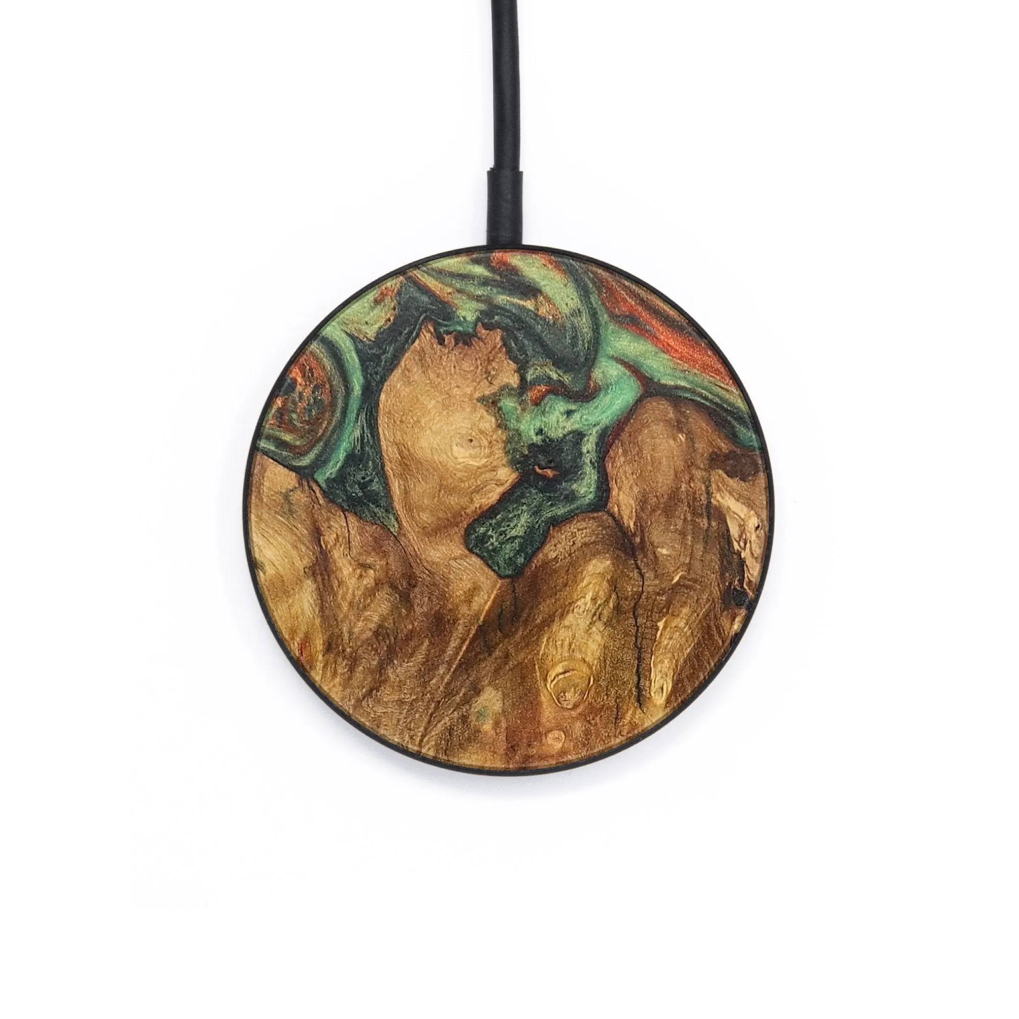 Circle Wood Resin Wireless Charger - Bernice (Green, 711983)