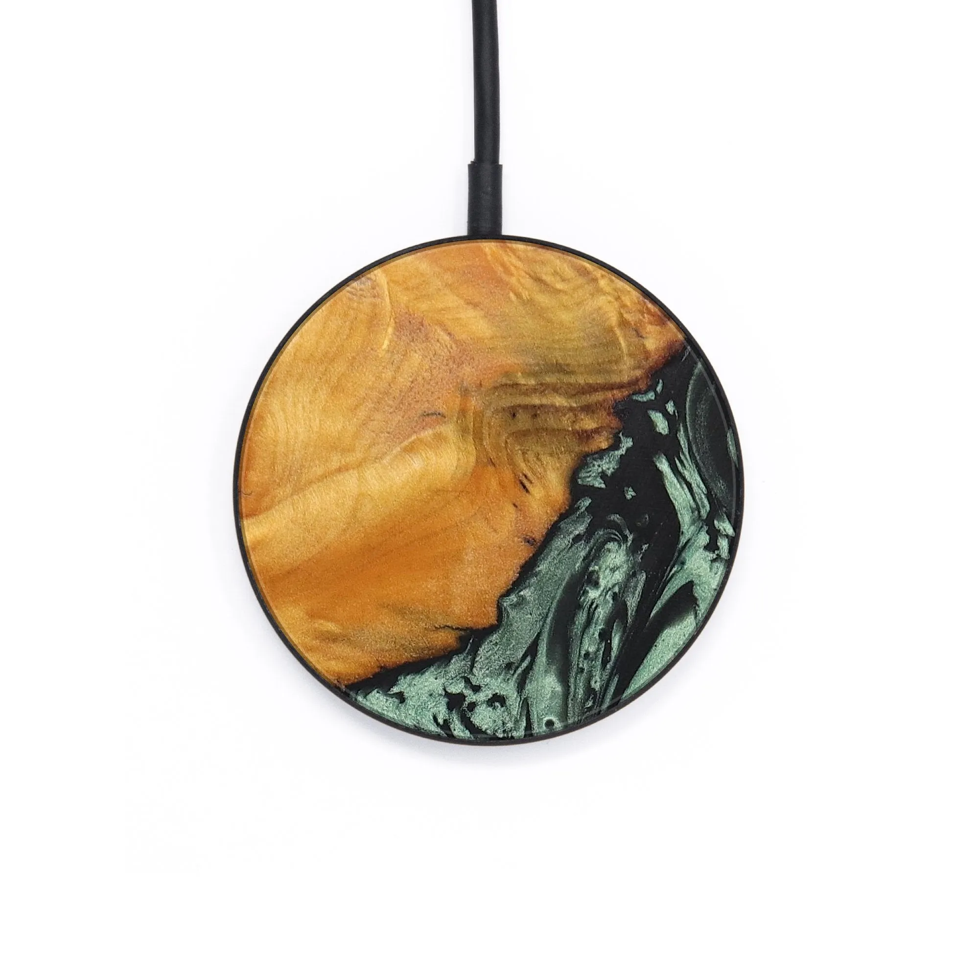 Circle Wood Resin Wireless Charger - Casey (Green, 677061)