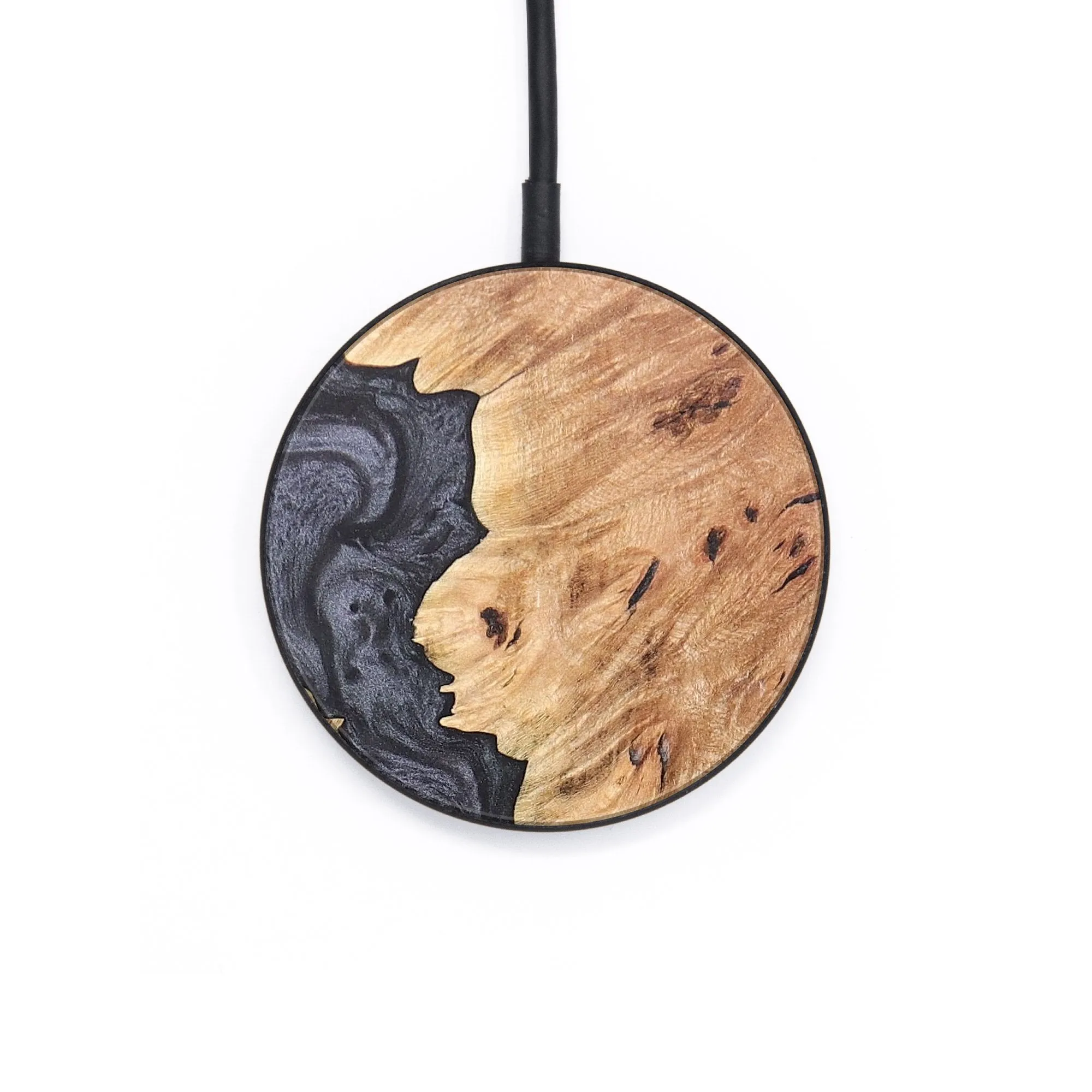 Circle Wood Resin Wireless Charger - Christine (Pure Black, 681892)