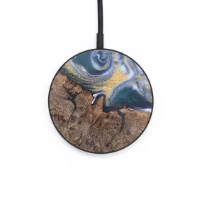 Circle Wood Resin Wireless Charger - Darrell (Teal & Gold, 715616)