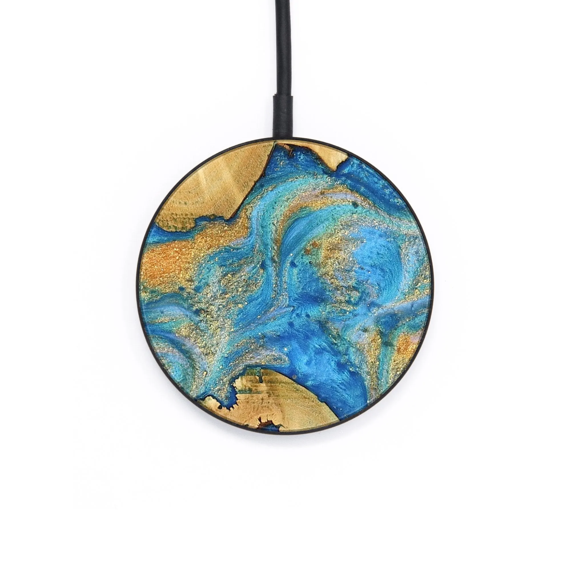 Circle Wood Wireless Charger - Ottilie (Teal & Gold, 738967)