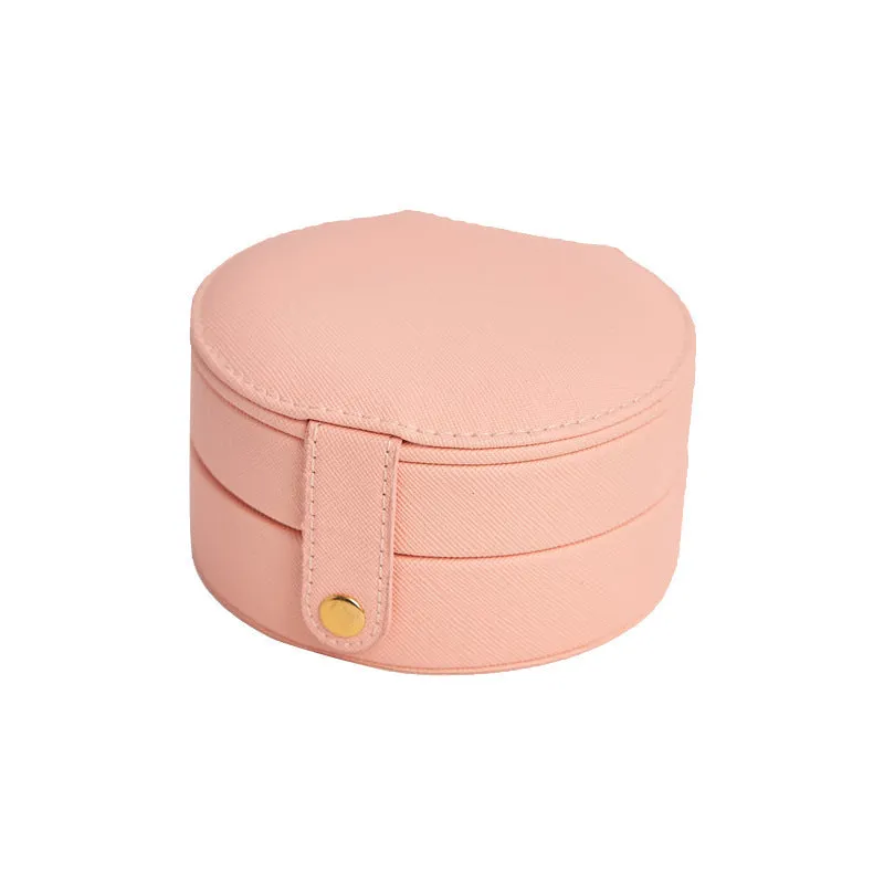 Circular Travel Jewelry Case in Pink