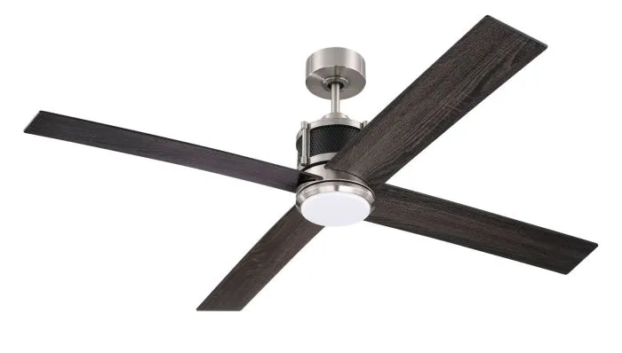 Craftmade GRG56BNKFB4 Gregory 56" Ceiling Fan in Brushed Nickel and Black with Light Kit