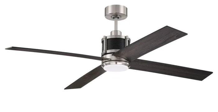 Craftmade GRG56BNKFB4 Gregory 56" Ceiling Fan in Brushed Nickel and Black with Light Kit