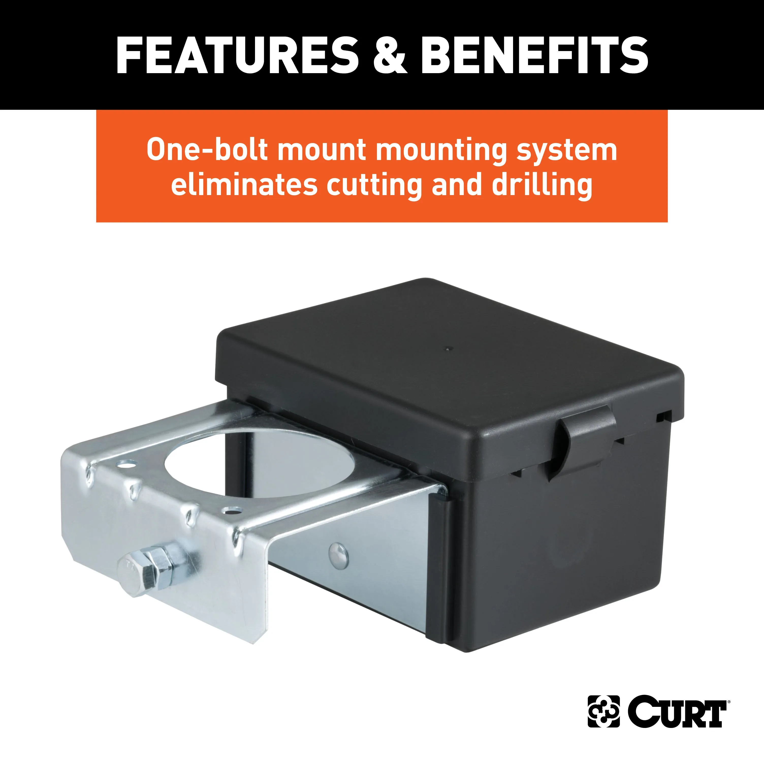 CURT 52029 5in. x 3-1/4in. x 3-7/8in. Lockable Breakaway Battery Case with Metal Bracket