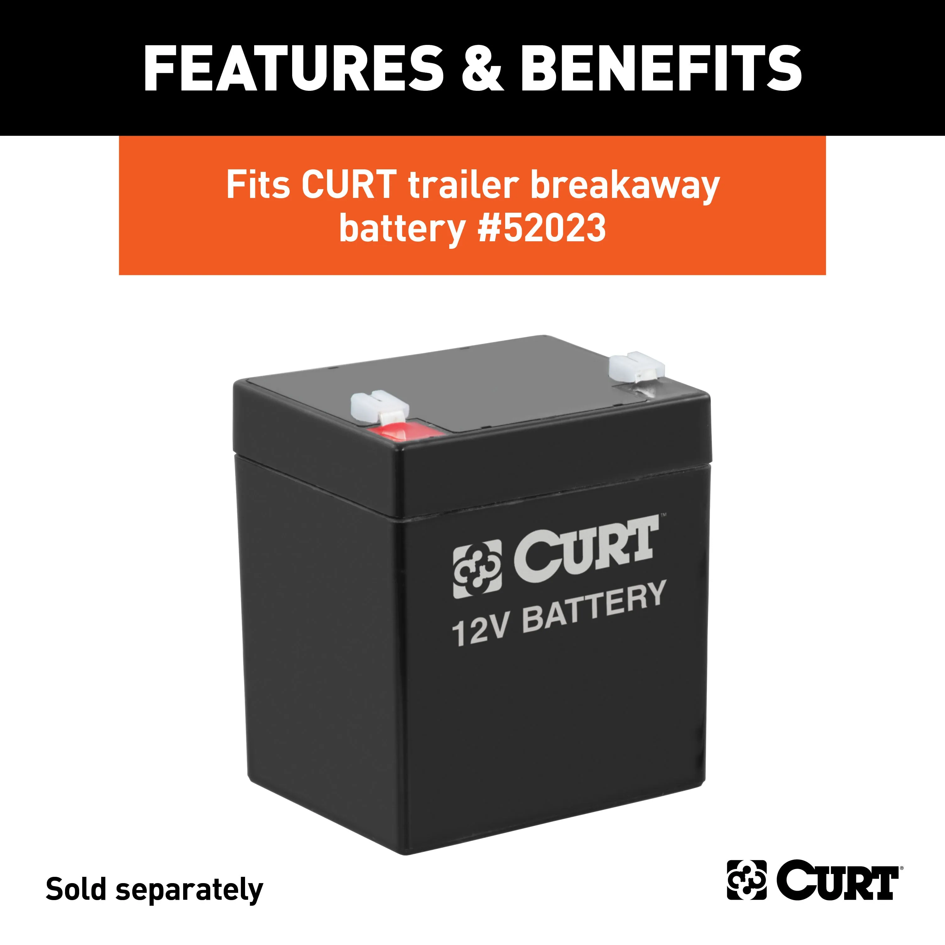 CURT 52029 5in. x 3-1/4in. x 3-7/8in. Lockable Breakaway Battery Case with Metal Bracket