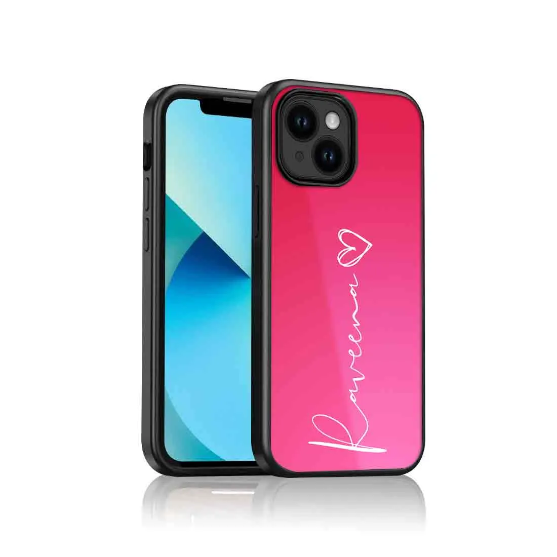 Customized Pink iPhone 14 Case Mobile Back Cover With Signature Calligraphy Name