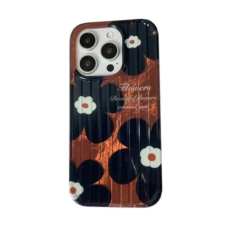 Cute Phone Cases For iPhone 15, 14, or 13 Pro Max - Oil Painting Black Flowers - Glossy Silicone Cover - TSP210