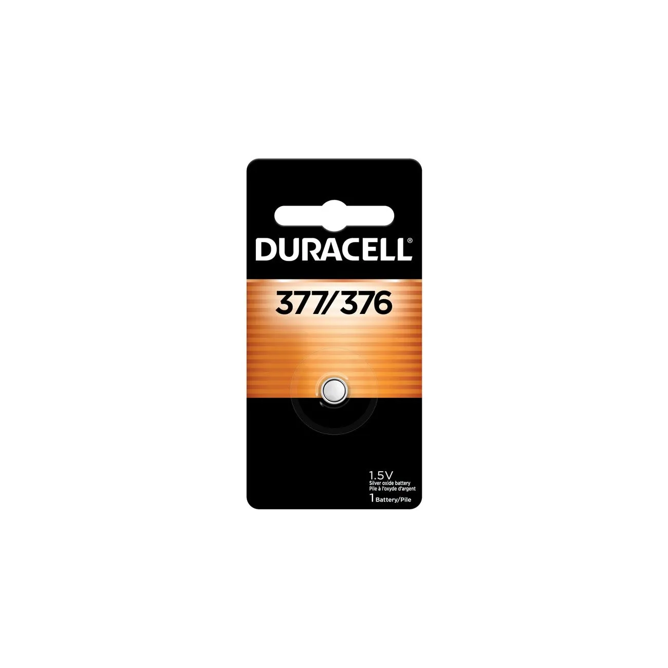 D377BPK09 Duracell, D377, Button Battery, Silver Oxide, 1PK