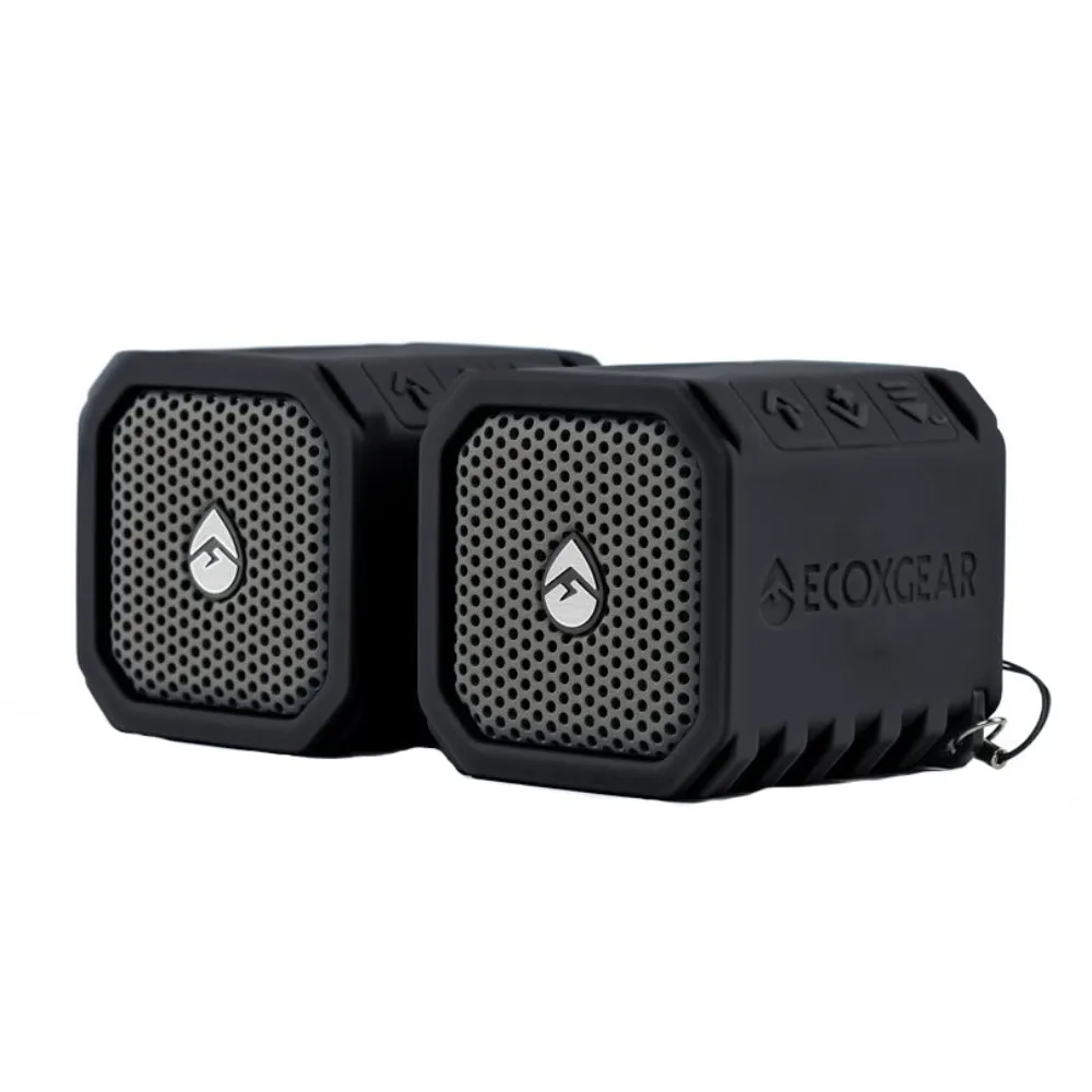 ECOXGEAR EcoDuo Waterproof Rechargeable Speakers 2 Pack Bluetooth Ready - Black