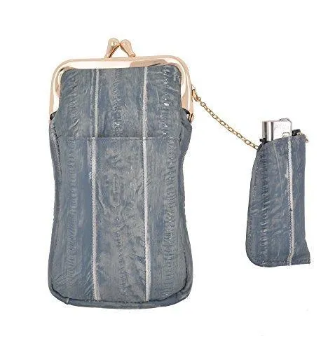 EW342/Waterproof Genuine Eel Skin Cigarette Case and Lighter Holder