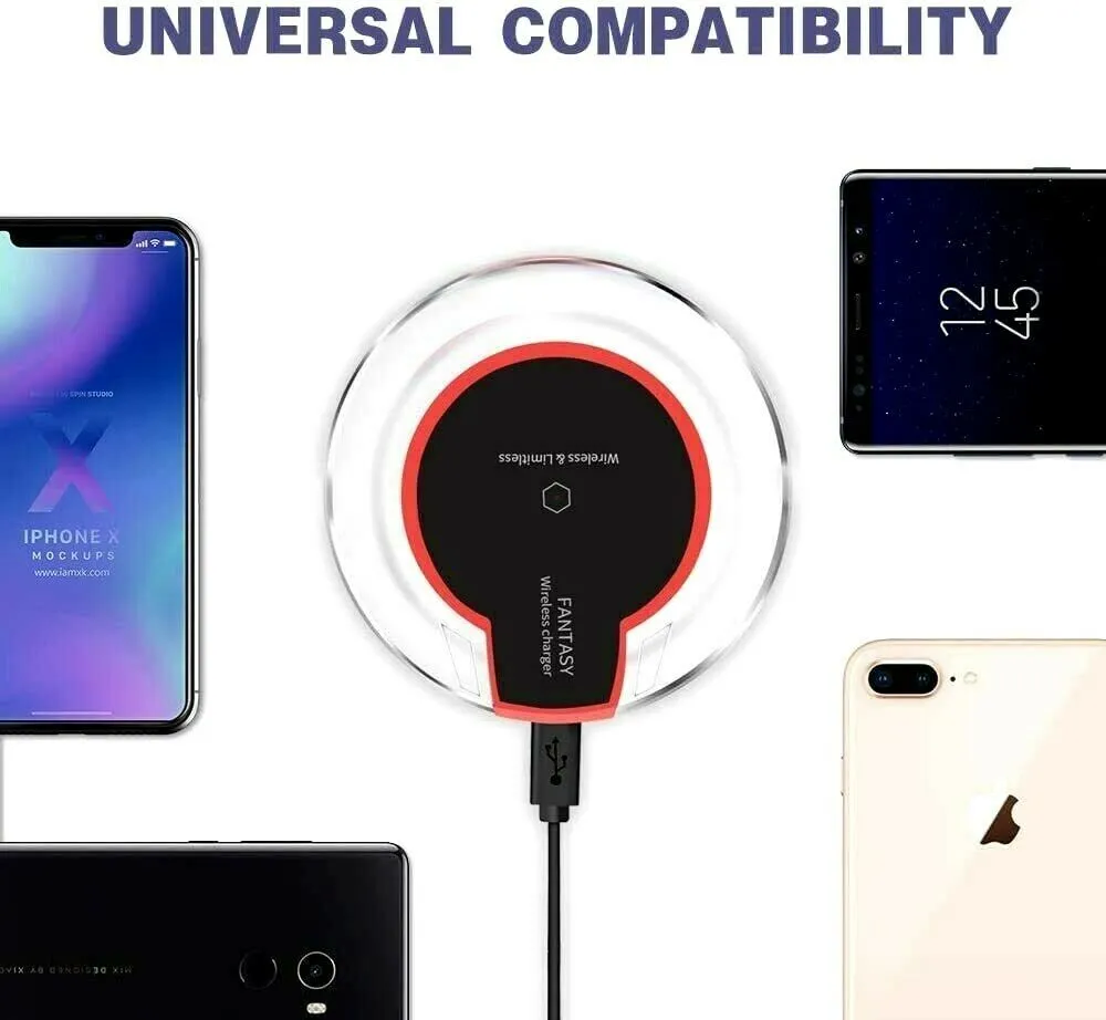 Fantasy Qi Fast Charging Crystal Charging Pad For iPhone 8 8Plus X XS XR XS Max (Black)