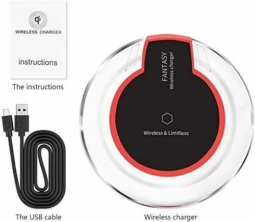 Fantasy Qi Fast Charging Crystal Charging Pad For iPhone 8 8Plus X XS XR XS Max (Black)