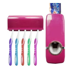 Fashion Automatic Toothpaste Dispenser  Toothbrush Holder Set Family Set Wall Mount