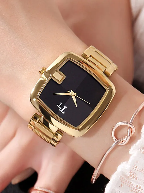 Fashion Square Pattern Stainless Steel Women's Watch