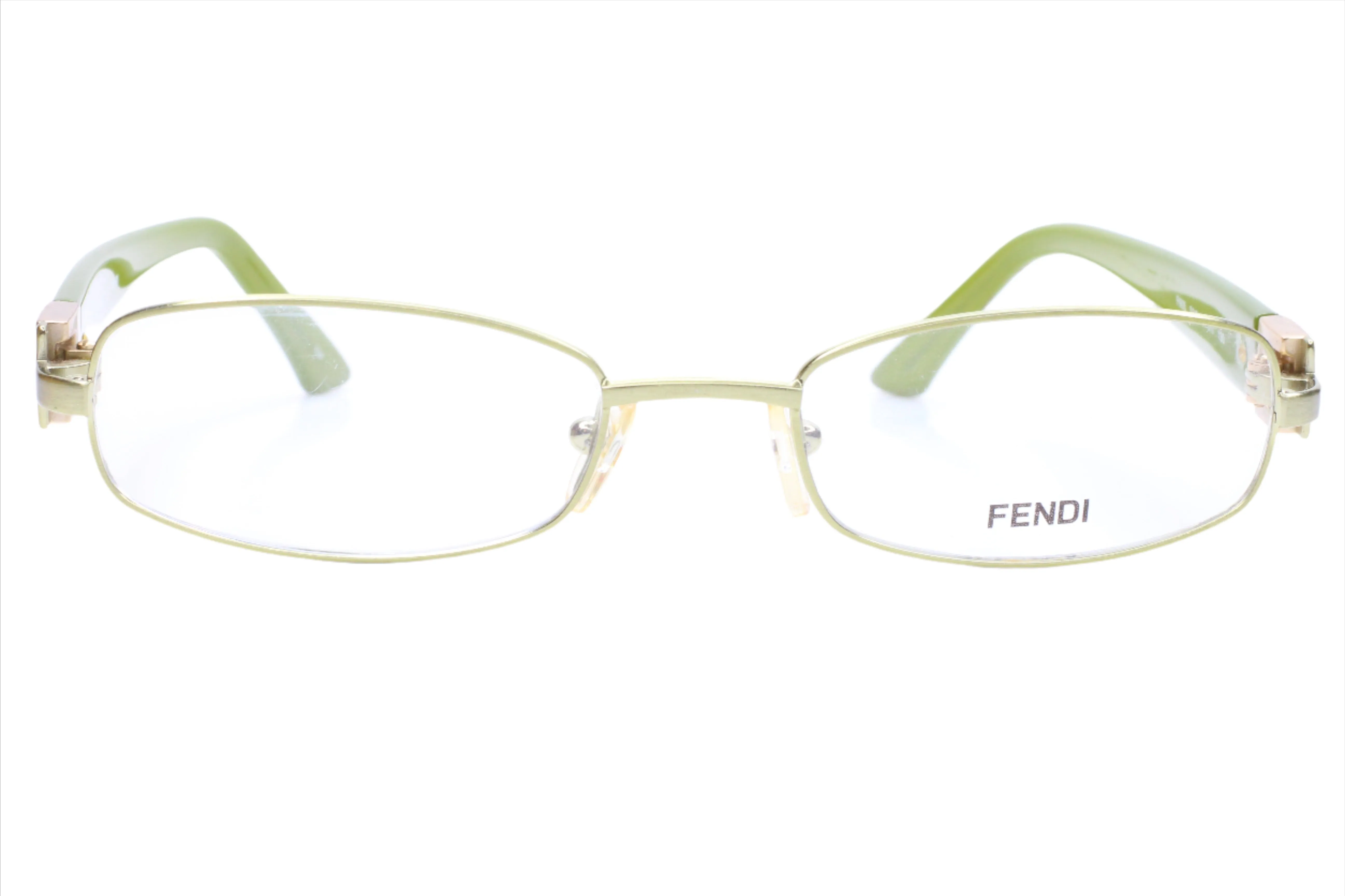 Fendi F905 317 Silver Olive Green Metal Full Rim Italy Eyeglasses