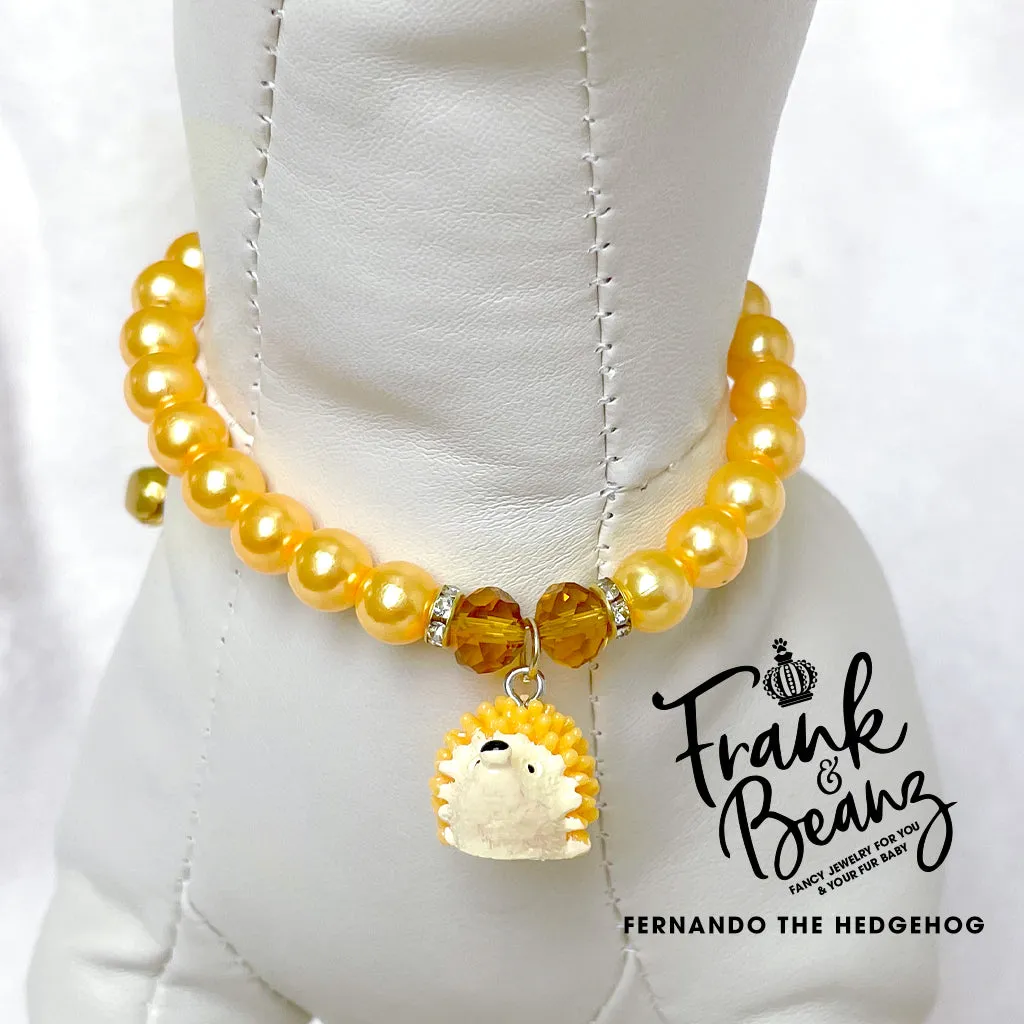 Fernando the Hedgehog Pearl Dog Necklace Dog Collar Cat Necklace Luxury Pet Jewelry