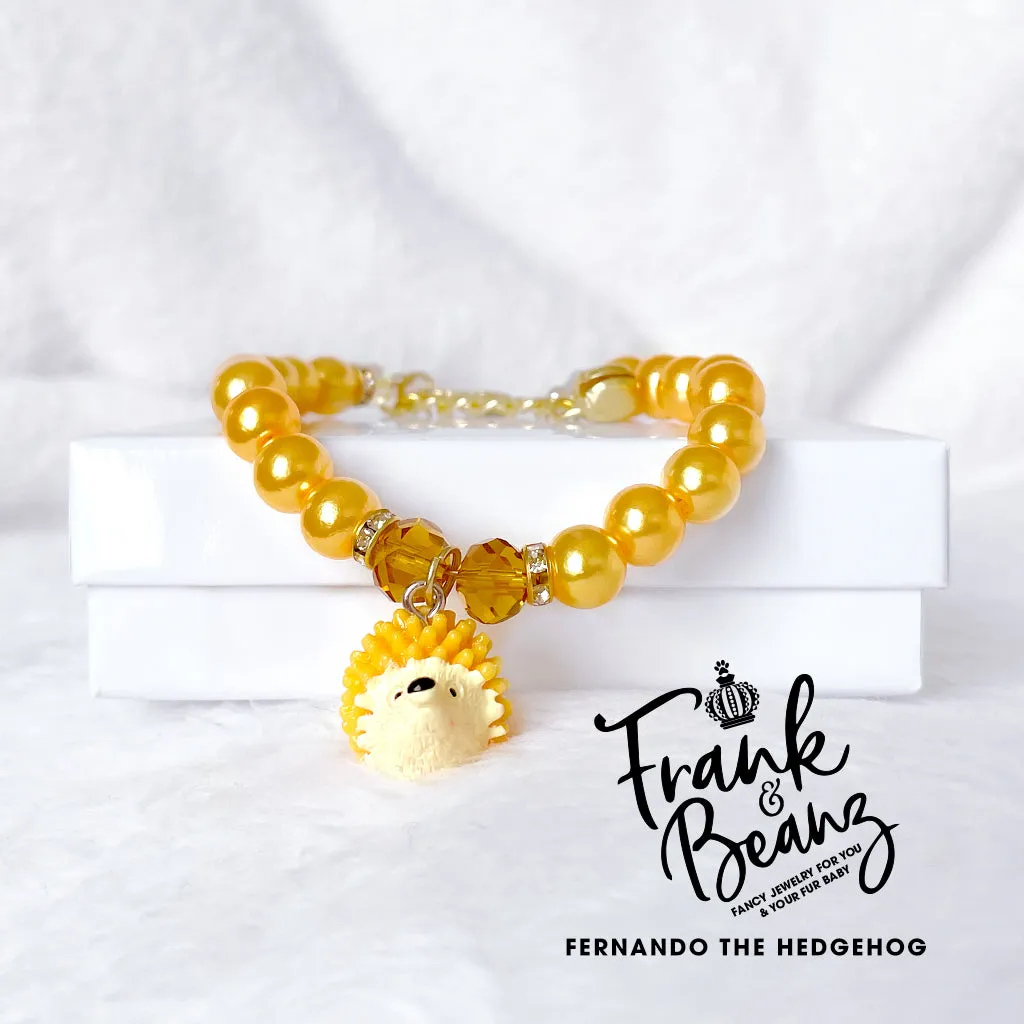 Fernando the Hedgehog Pearl Dog Necklace Dog Collar Cat Necklace Luxury Pet Jewelry