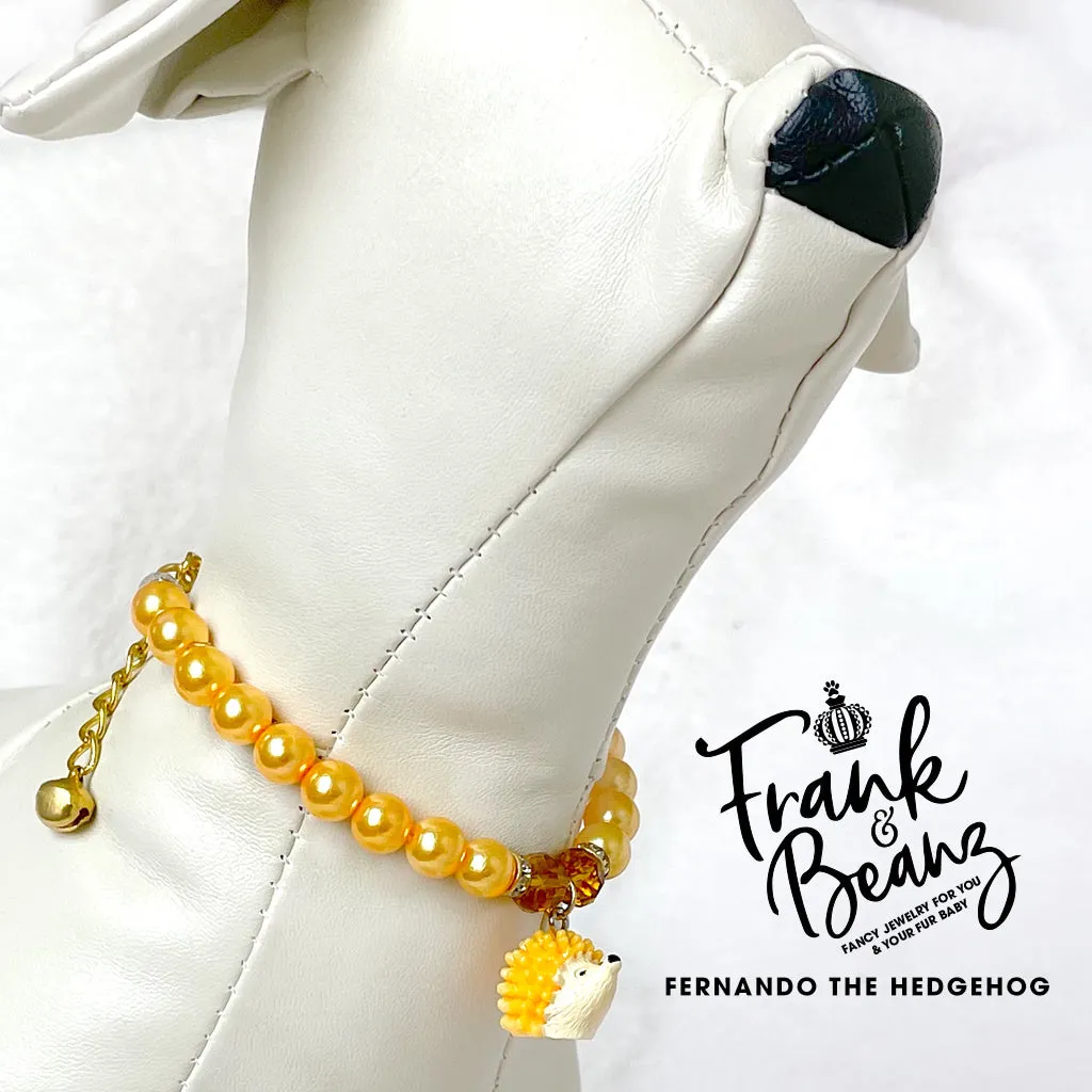 Fernando the Hedgehog Pearl Dog Necklace Dog Collar Cat Necklace Luxury Pet Jewelry