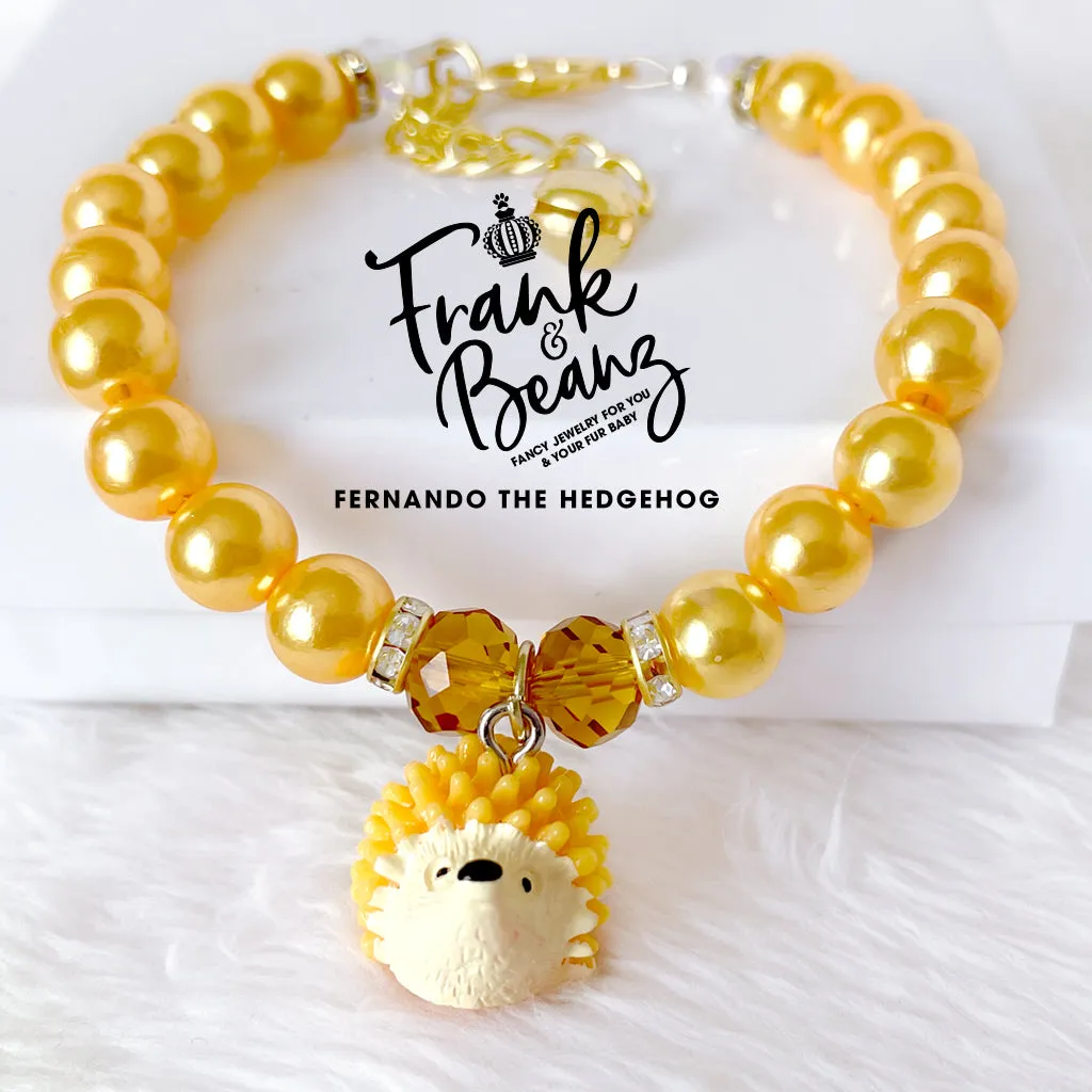 Fernando the Hedgehog Pearl Dog Necklace Dog Collar Cat Necklace Luxury Pet Jewelry