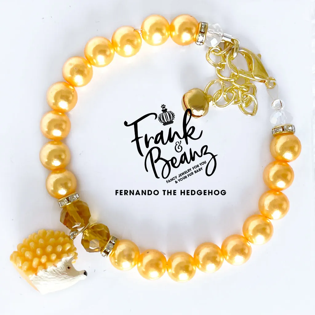 Fernando the Hedgehog Pearl Dog Necklace Dog Collar Cat Necklace Luxury Pet Jewelry