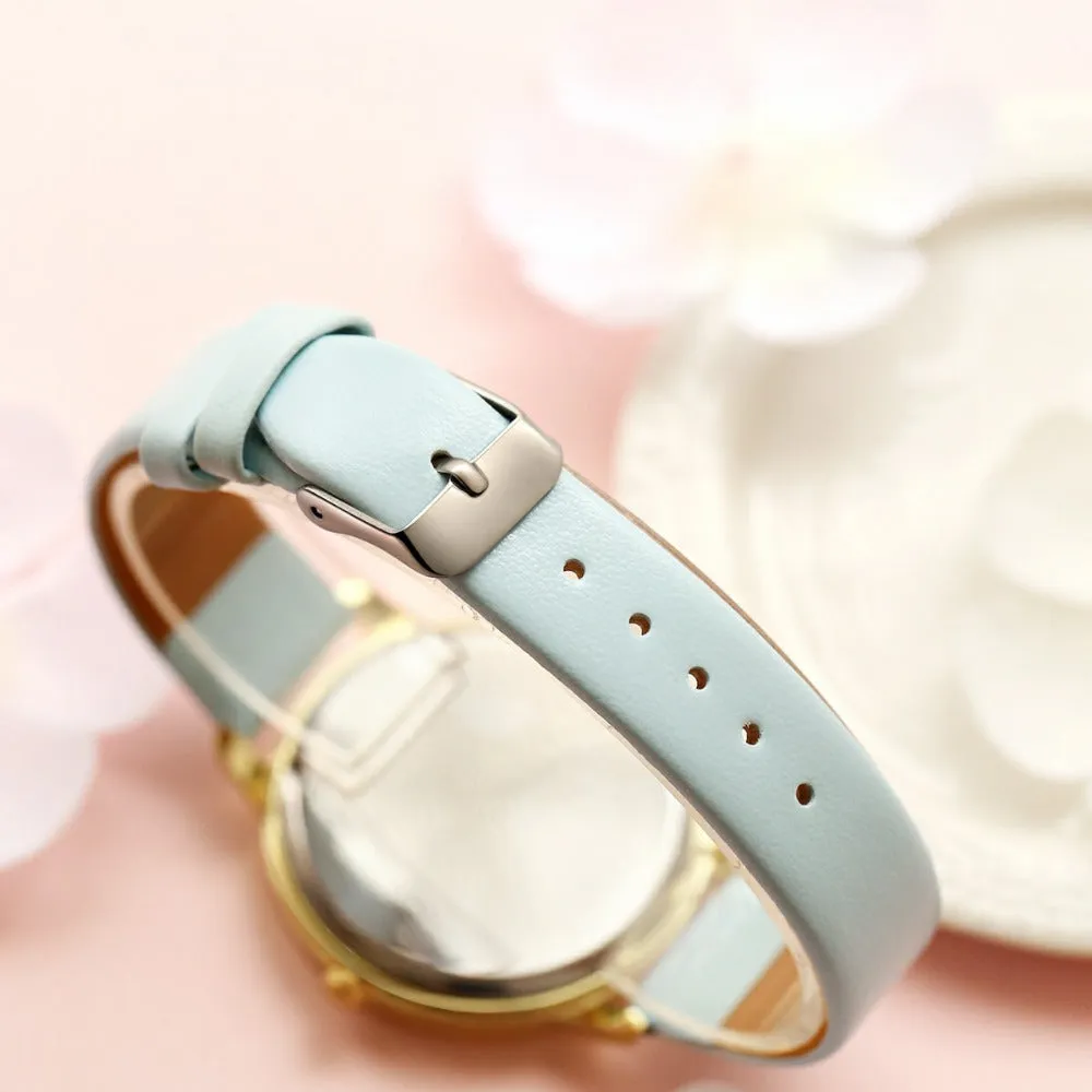 Floral Dial Casual Leather Watch