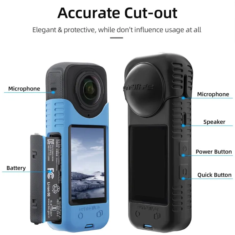 For Insta360 X4 Sunnylife Silicone Shockproof Case Lens Cover(Transparent)