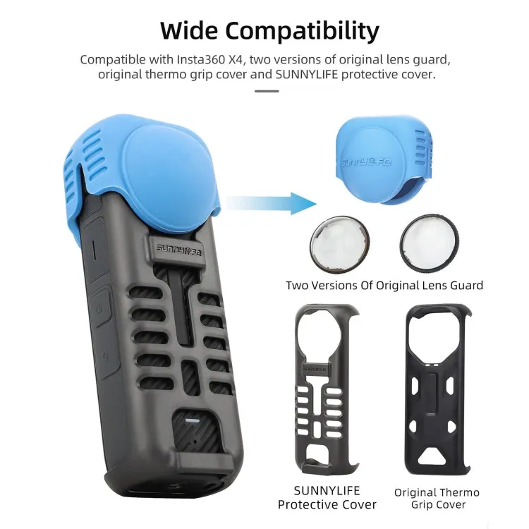 For Insta360 X4 Sunnylife Silicone Shockproof Case Lens Cover(Transparent)