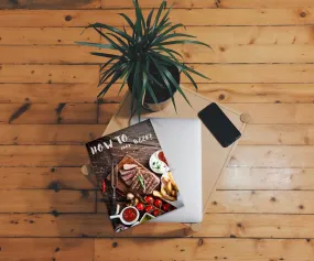 Free Realistic Magazine Cover Mockup with Smart Devices in Living Room