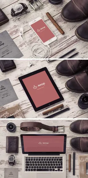 Free Stationery Device Mockups with Accessories