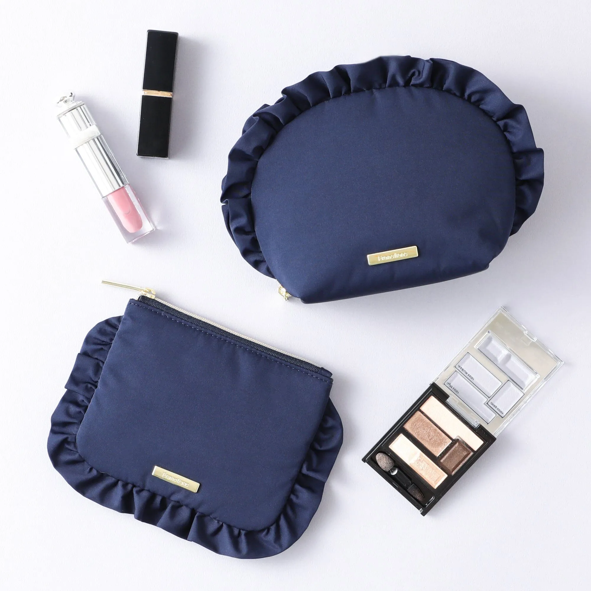 Frill Round Pouch  Navy