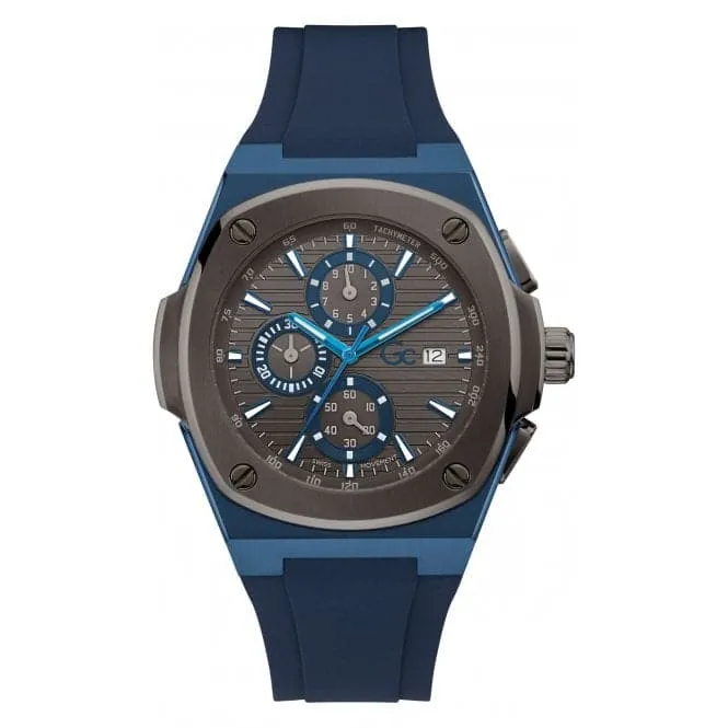 Gents Coussin Shape Blue Gun-Metal Watch Y99004G5MF