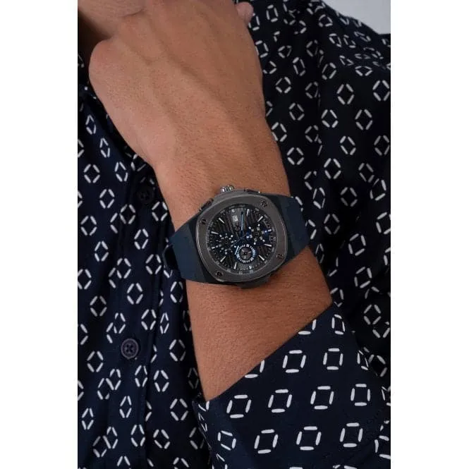 Gents Coussin Shape Blue Gun-Metal Watch Y99004G5MF