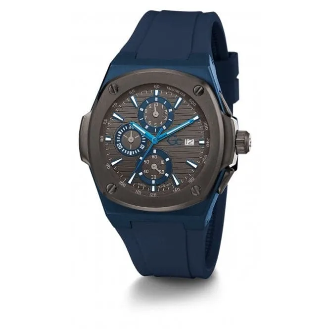 Gents Coussin Shape Blue Gun-Metal Watch Y99004G5MF