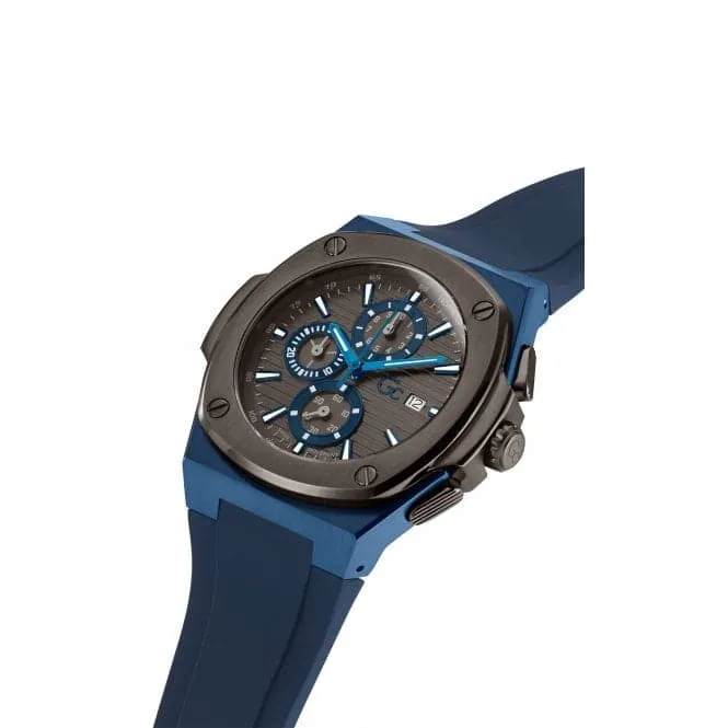 Gents Coussin Shape Blue Gun-Metal Watch Y99004G5MF