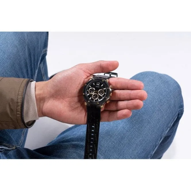 Gents Edge Genuine leather Silicone Gunmetal Watch GW0492G1