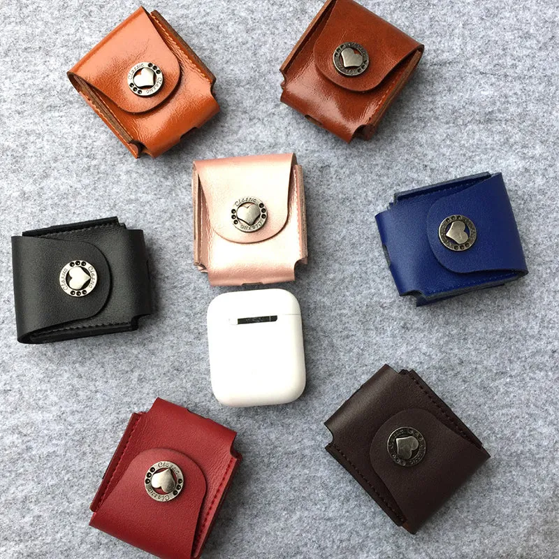 Genuine Leather Decorative AirPods Protective Case Pouch Soft Scratch-Proof