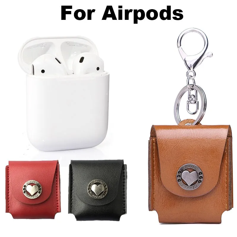 Genuine Leather Decorative AirPods Protective Case Pouch Soft Scratch-Proof