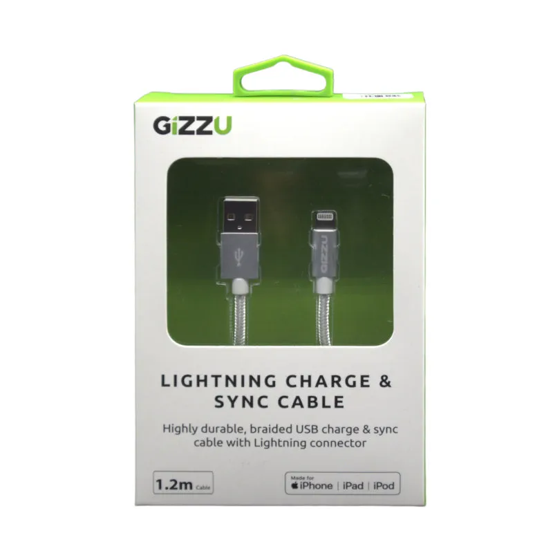 Gizzu Lightning 1.2M Braided Cable White