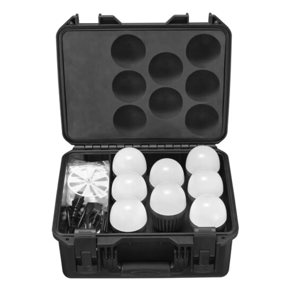 Godox C7R KNOWLED 8-Light RGBWW E26 / E27 Creative Bulb and Charging Case 2500K-5800K CRI 96  / TLCI 97  2000-10000K CCT Round Cup Bouncer Diffusers, Bluetooth Control via Godox Light App, and Built-In Battery for Studio Lighting