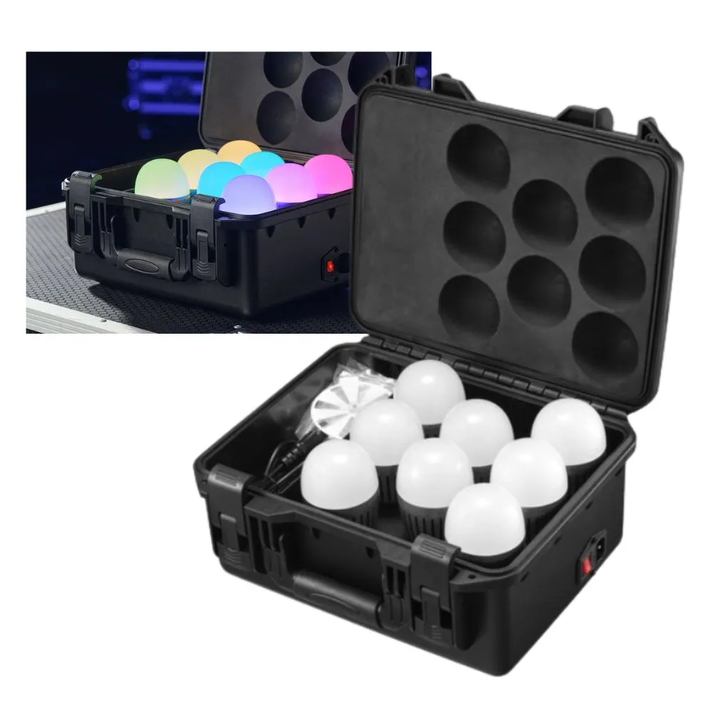 Godox C7R KNOWLED 8-Light RGBWW E26 / E27 Creative Bulb and Charging Case 2500K-5800K CRI 96  / TLCI 97  2000-10000K CCT Round Cup Bouncer Diffusers, Bluetooth Control via Godox Light App, and Built-In Battery for Studio Lighting