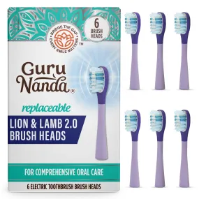 GuruNanda Lion & Lamb 2.0 Replacement Brush Head (Pack of 6) - Lavender