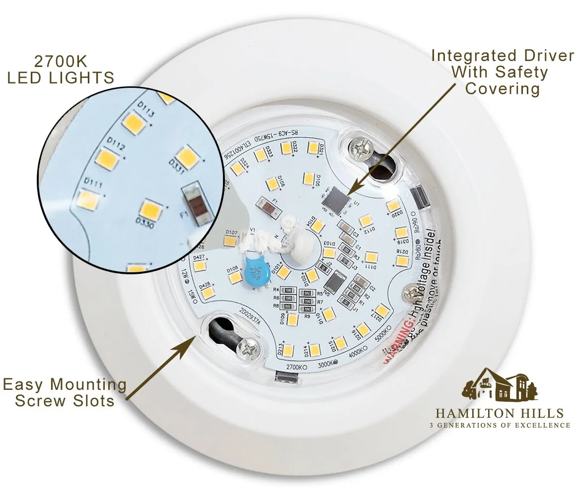 Hamilton Hills Smart Ceiling Light Modern Round Certified Smart LED Fixture Dimmable Color