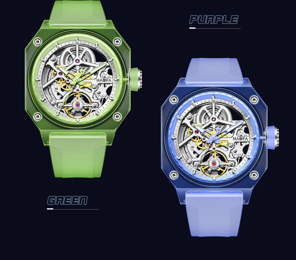 HAOFA 2208 Color Crystal Automatic Watch Power 72 Hours