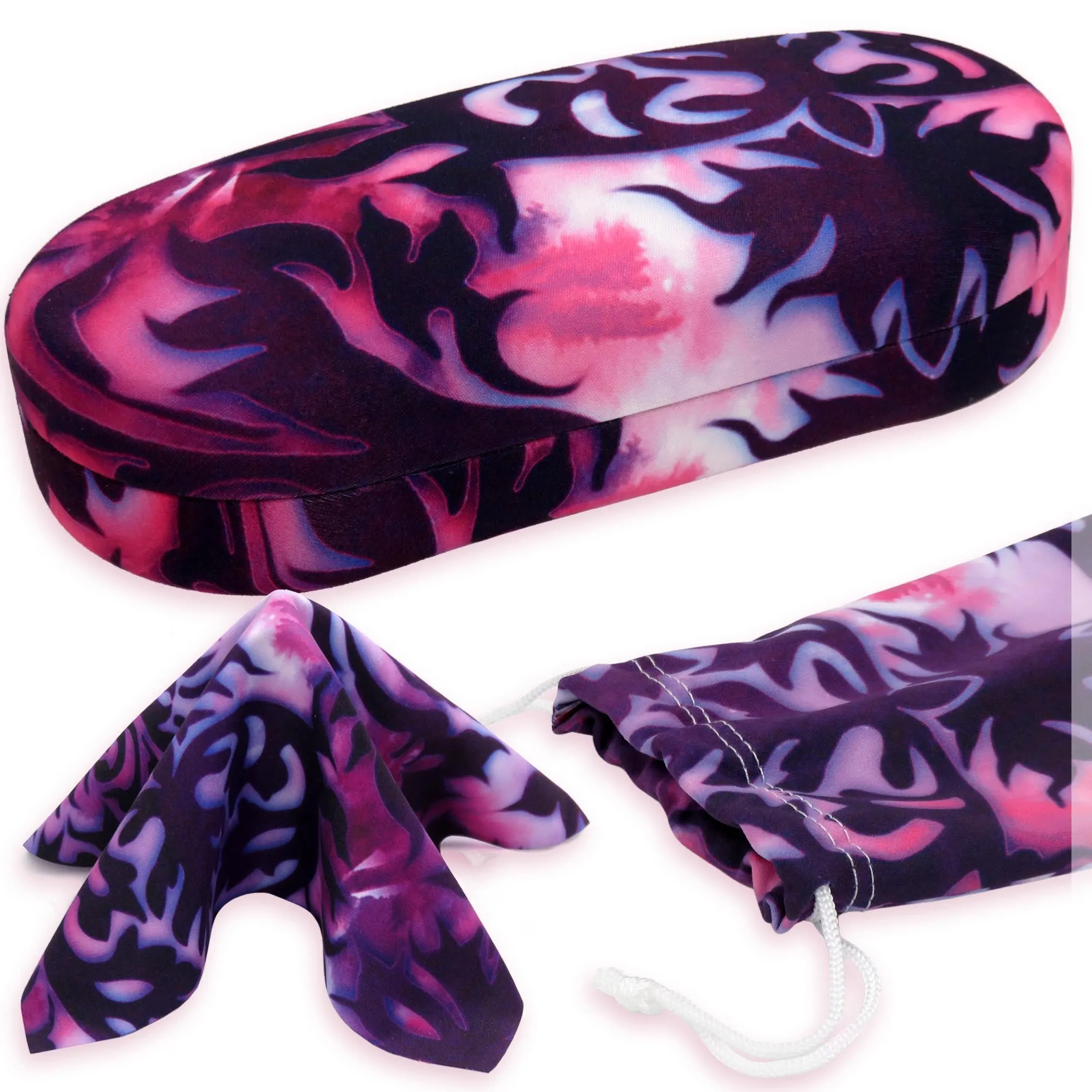 Hard Sunglasses Case in Damask Print - Hard Glasses Case for Medium to Large Frames (AS87 Purple Damask)