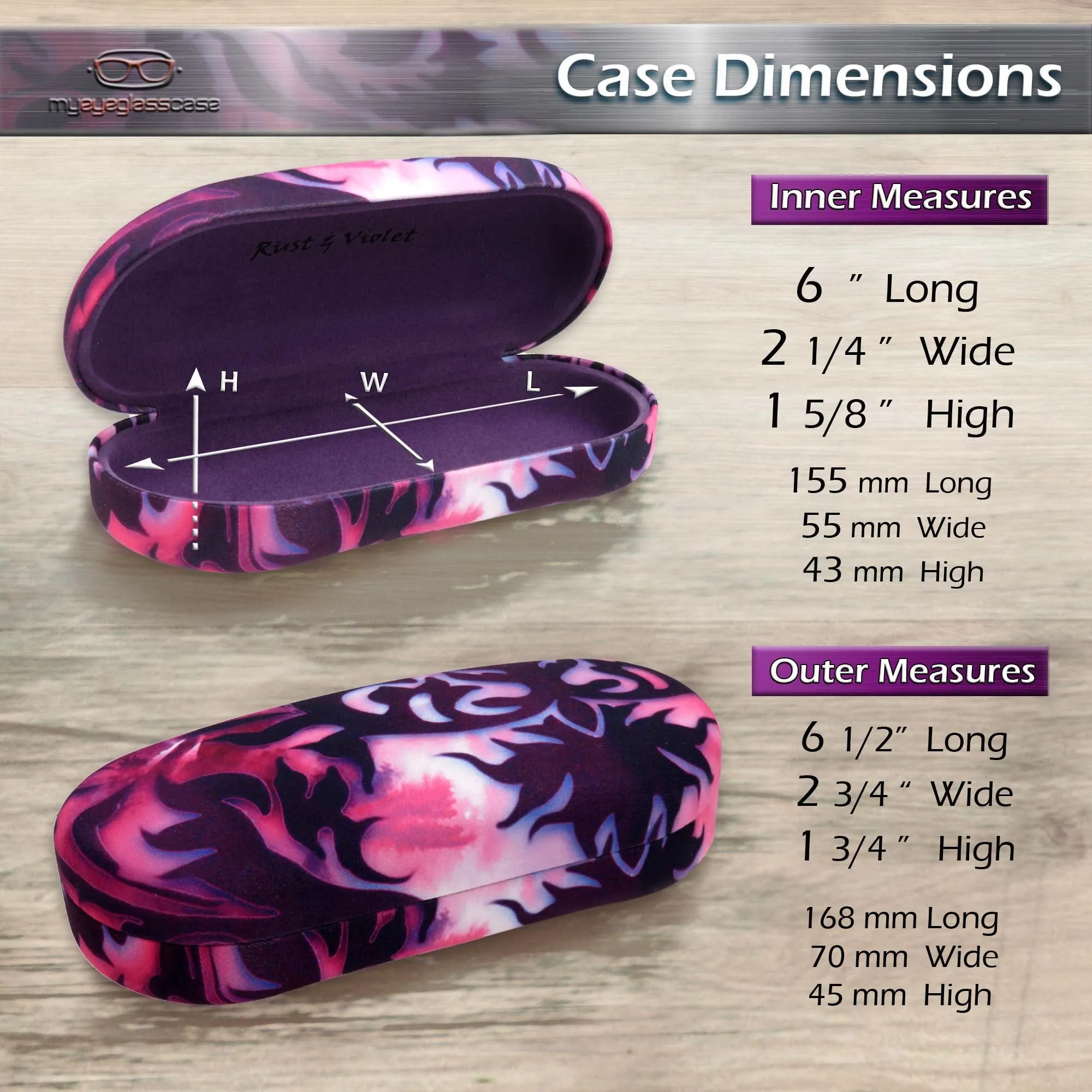 Hard Sunglasses Case in Damask Print - Hard Glasses Case for Medium to Large Frames (AS87 Purple Damask)