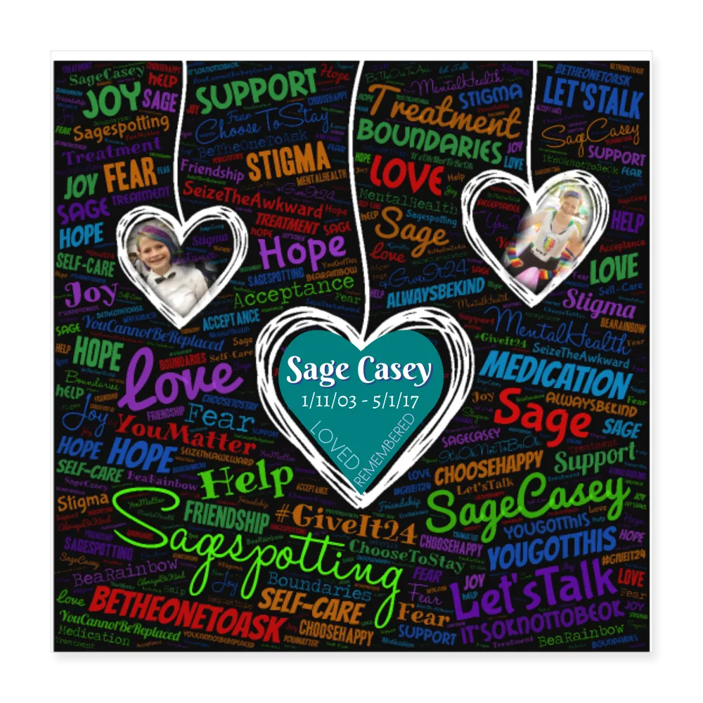 Hearts WordCloud Poster with Sage 16x16