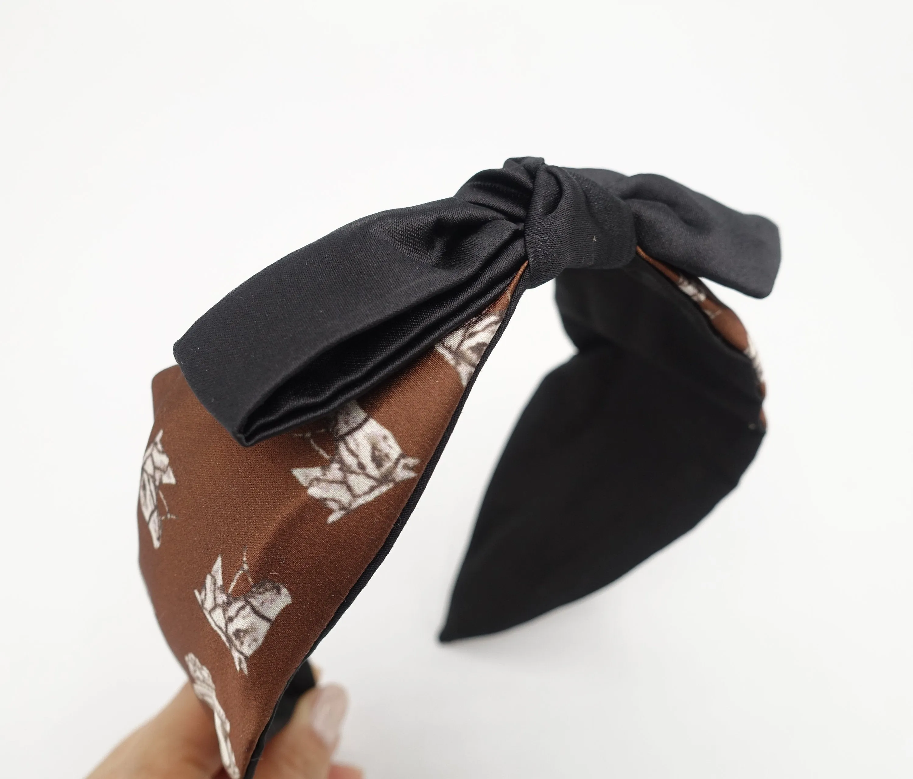 horse print satin bow knot headband hair accessory for women