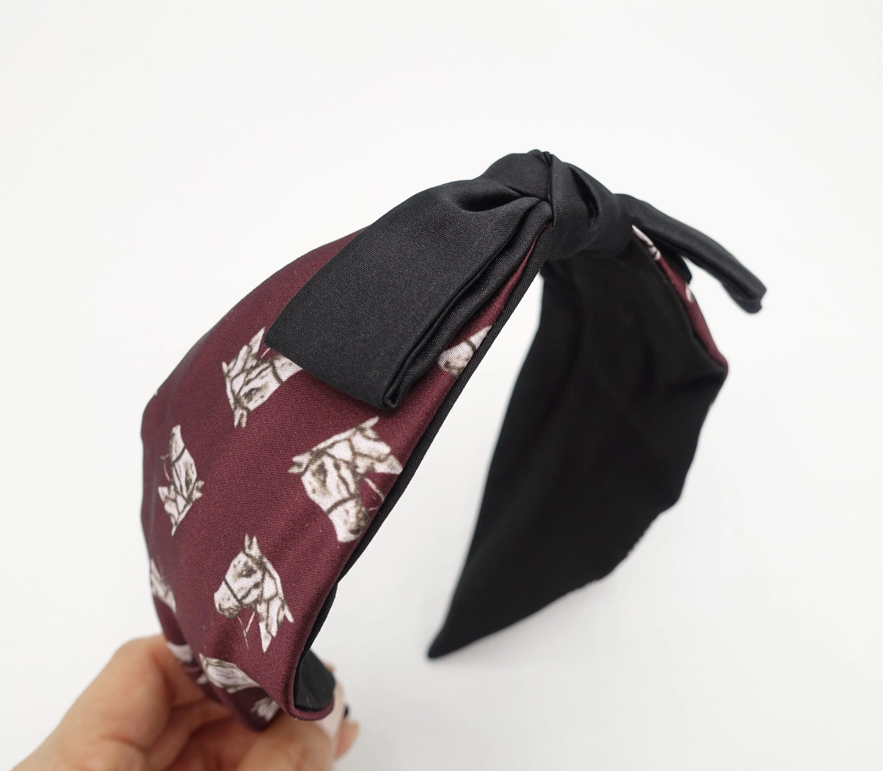 horse print satin bow knot headband hair accessory for women