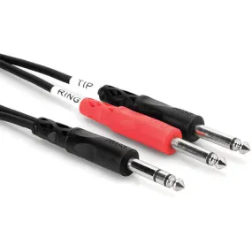 Hosa STP202 Stereo 1/4'' Male To Two Mono 1/4'' Male Insert Y-Cable, 6.5'